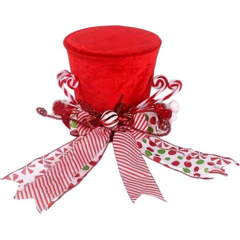 JSSEVN - pieza de decoración para árbol de Navidad, gorro de Navidad, decoración de árbol de dulces, pajarita de menta, decoración navideña para el hogar (1/5)