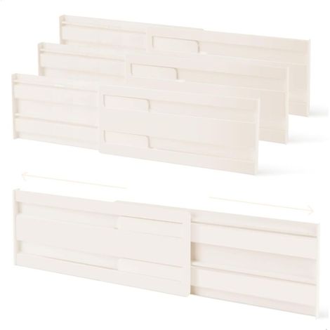 Separateur Tiroirs, Réglable Organiseur Tiroir Cuisine, Inserts de Tiroirs Organiseurs pour Commode Chambre à Coucher Armoire 27,5-52 cm, 4 Pièces - (1/5)