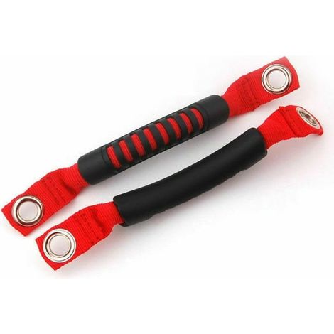 Lot de 2 poignées intérieures en caoutchouc avec sangle en nylon, pour Jeep Wrangler Jk/Tj/Yj/Cj 5-7,6 cm, rouge, pour tout-terrain et extérieur (rouge) (1/5)