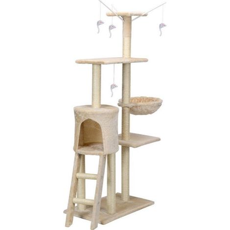 Griffoir arbre à chat XXL 135 x 97 x 55 cm beige (1/5)