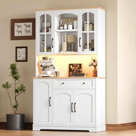 Armario alto de cocina 100x38x176 cm MDF blanco con LED RGB y almacenaje - CHICFURN (1/5)