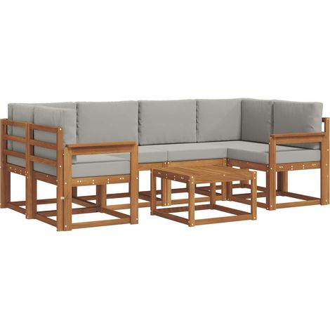 Conjunto de sofás de exterior 7 uds. Gris Natural y Claro vidaXL (1/5)