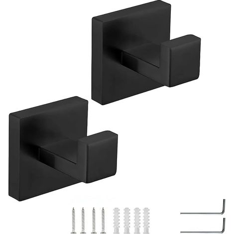2-teilige Wandgarderobenhaken - Garderobenständer aus Edelstahl für Badezimmer - Vorgebohrte Montage - Für Zuhause, Büro, Küche (Stabile Haken, modernes Design, einfache Installation)