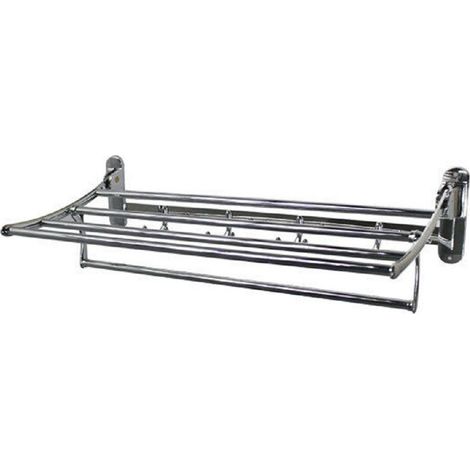 TRADE SHOP - Mensola Portasciugamani Doppio Ripiano Bagno Ganci Accappatoio In Acciaio 52817 - (1/2)