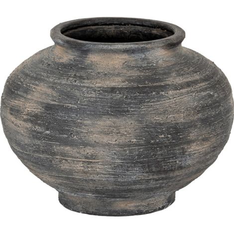 Marra Squat Vase - Ceramic - L36 x W36 x H27 cm - Black