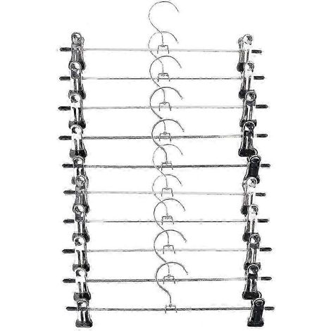 Lot de 10 cintres à pantalons pour la maison, la buanderie ou le dortoir, avec 2 pinces antirouille réglables. (1/5)
