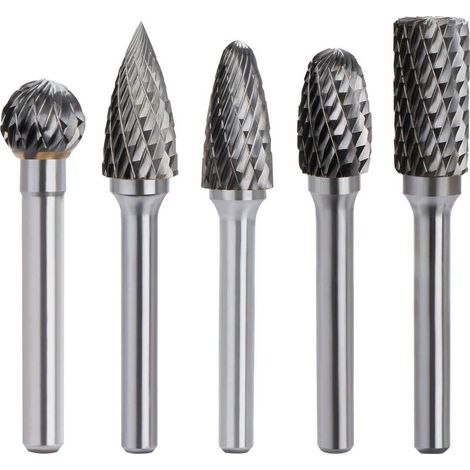 Fraise Rotative Carbure de Tungstène - Double Coupe - Tige 6mm - Tête 10mm - Outil Perceuse Ponceuse 5 Pièces (1/5)