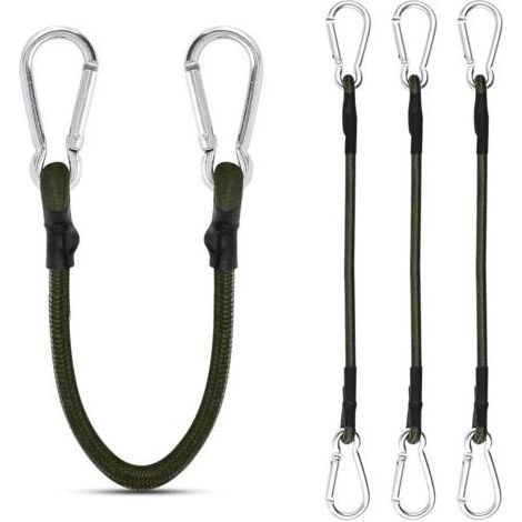 4 Pièces 30 cm Tendeurs Elastique avec Crochets Cordon Élastique avec Mousqueton Robuste Tendeur Elastique pour Camping Porte-vélos Tente Voiture, Vert (1/5)