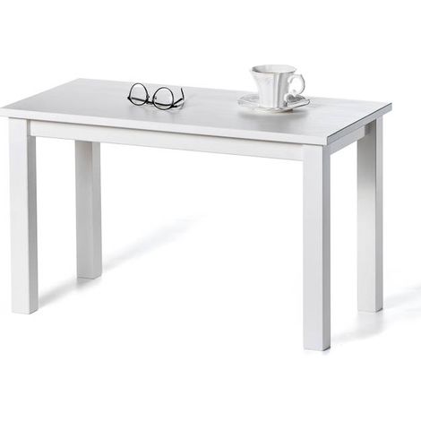 Tavolino da salotto in legno Massello verniciato Bianco - 75 x 38 x 45 h. cm