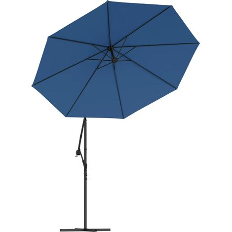 Ombrellone da giardino decentrato con illuminazione a LED e palo in acciaio da 300 cm azzurro 020008577
