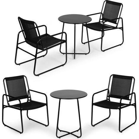 Modernhome Set Mobili da Giardino Nero 1 Tavolo 2 Sedie (1/5)