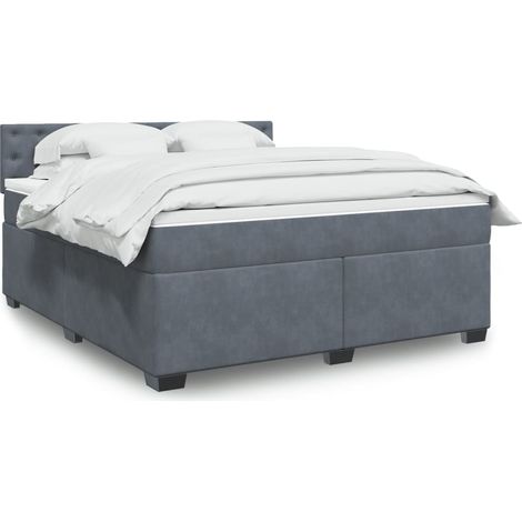 Boxspringbett mit Matratze Dunkelgrau 180x200 cm Samt