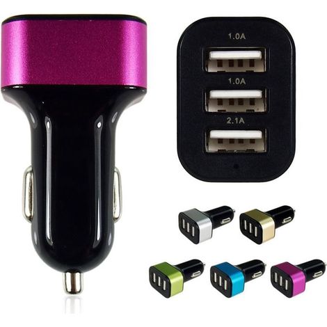 TrAdE Shop Traesio - Caricatore Da Auto Accendisigari Con 3 Usb Car Charger 4.1 A Per Smartphone -