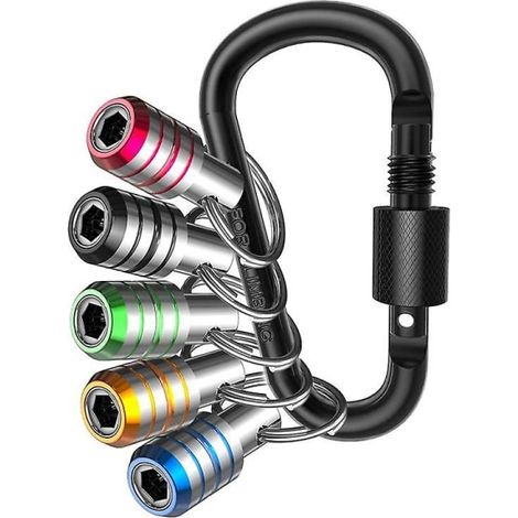 HONORNIC - Porte-embouts porte-clés, lot de 5, connecteur à changement rapide pour perceuse à percussion hexagonale 1/4", vis de perçage