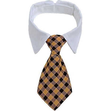 Katzenhalsband, elegante Fliege, verstellbare Fliege, für Katzen und Hunde geeignet, orangefarbenes Tartanmuster, Größe S