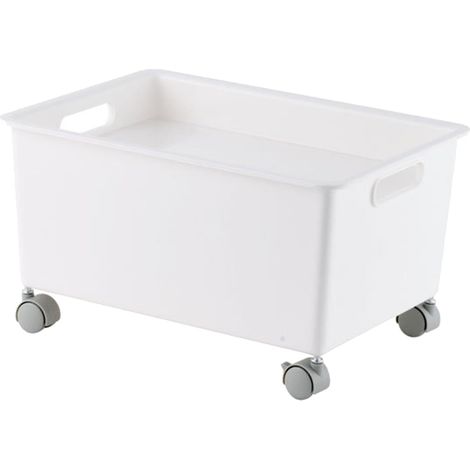 Bacs de rangement avec roulettes, boîte de rangement à roulettes, panier à livres, organisateur d'ornement avec roulettes pour livres, vêtements, (Blanche) (1/5)