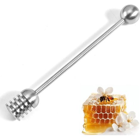 Cuchara para miel, Cucharón de acero inoxidable para miel, 2 x 16 cm, Acero inoxidable, Duradero e higiénico, Jarabes, Salsas, Plateado (1/5)