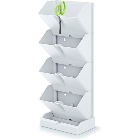 Mini Cascade jardinière verticale en plastique blanc 19,5 (L) x 11,4 (l) x 47,5 (H) cm avec ciseaux de jardinage (1/5)