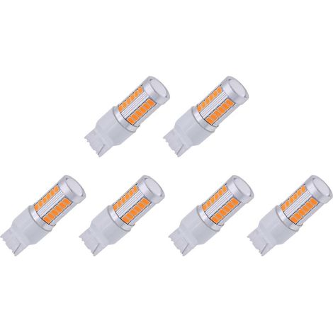 Ampoules LED 7440, T20, jaune ambre, 900 lumens, clignotants ultra-lumineux, 12 V CC, 3,6 W (lot de 6) (1/5)