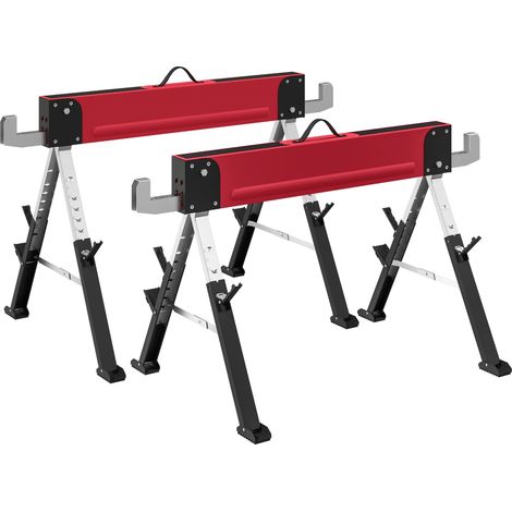 Folding Metal Sawhorse Set, 1160kg Capacity, Adjustable Height