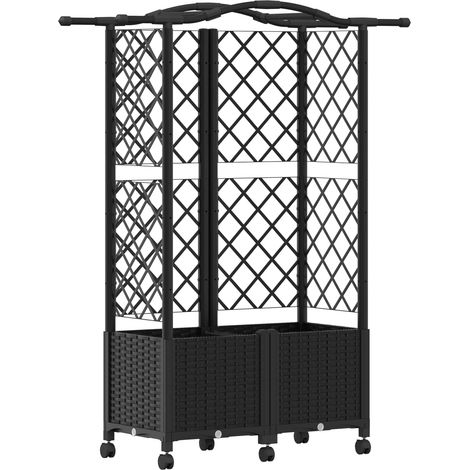 Maison Exclusive - Vyvýšený záhon s treláží a střechou Černá 122 x 40 x 144 cm PP (1/5)
