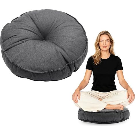 Floor Cushion for Home and Outdoor Ottoman Floor Garden Cushion and Meditation Round Cushion Soft Seat Cushion for Living Room, Balcony, Yoga and Outdoor, Dark Grey (1/5)