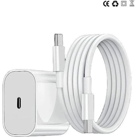 Chargeur iPhone (1 unité) – Adaptateur de charge rapide 20 W + câble Lightning de 2 m, blanc (NT) (1/5)