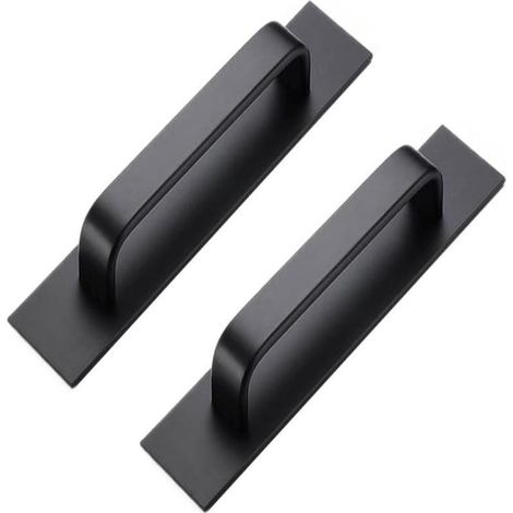 Lot de 2 Poignées Autocollantes en Aluminium pour Armoire Chambre à Coucher Salle de Bain Cuisine Poignées En Alliage d'aluminium (200 mm, noir) (1/4)