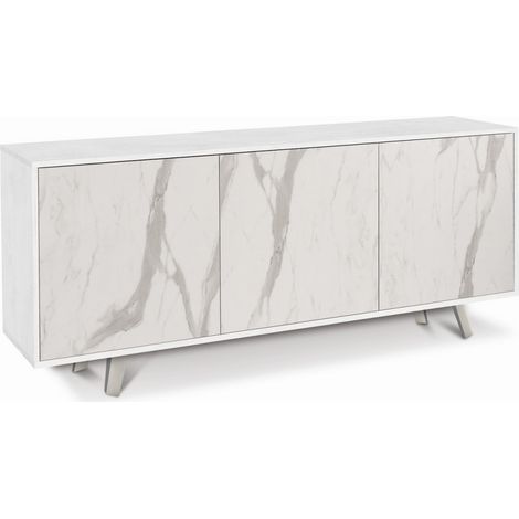 Mobile 3 Ante 177L x 41P x h74 – Finitura Bianco Opaco e Marmo Calacatta – Sarmog (1/8)