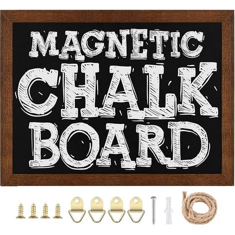Magnetic Board with Wooden Frame, Chalk Pencil Writing, Hanging Vertically or Horizontally, Magnet Board, with Hemp Rope for Hanging, 30 40 cm, HB-BN (1/5)