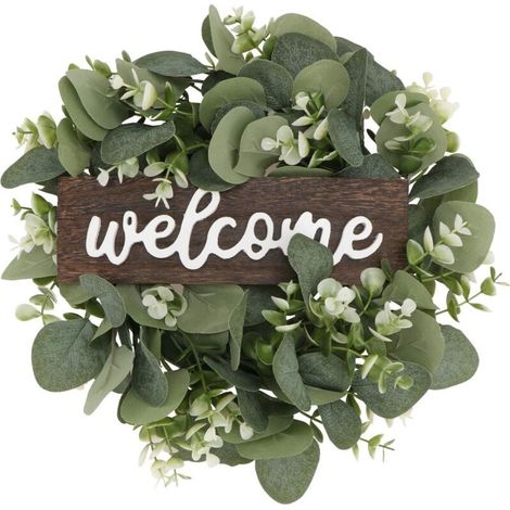 ANDIAMO Décoration Murale Fleur Signe De Bienvenue Porte D'entrée Guirlande Suspendue Fleur Antique Tenture Murale Art Décoration Ferme Entrée Maison Porche Clôture Décoration 30cm Vert 1 Pièce (1/5)