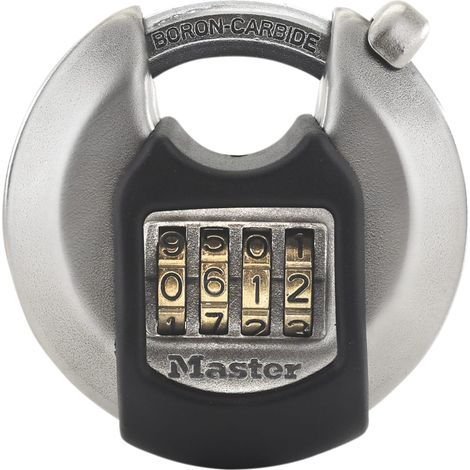 Master Lock Excell™ Discus 70mm Stainless Steel Padlock with 4-Digit Combination, Model M40EURDNUM