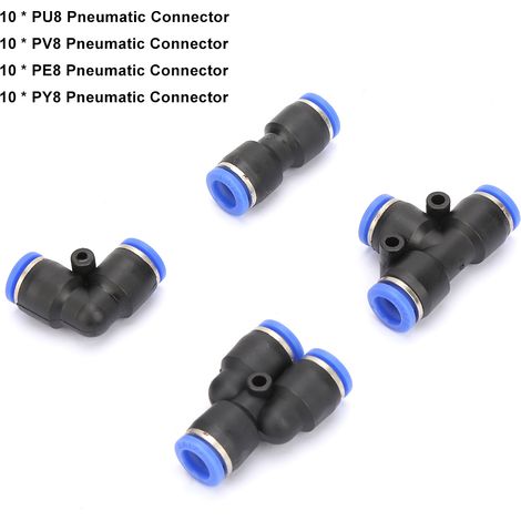 Connecteur Pneumatique Rapide En Plastique Pour Air Comprimé Tuyau Pu8 Pv8 Pe8 Py8 Lot De 40 Pièces (1/5)
