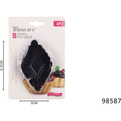 Kaela - Set 4 Pz Formine Stampo Per Crostatine Dolci Dessert Antiaderente 6,5x5cm 98587 - (1/2)