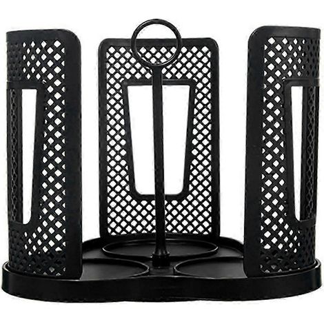 Porte-tasses à café rotatif pour bureau et cuisine, étagère de rangement en plastique noir (1/5)