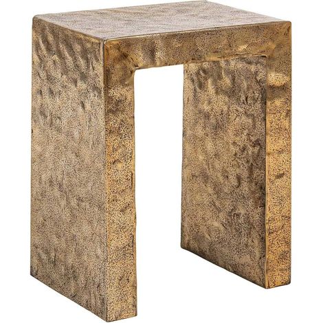 Table d'appoint dorée design en aluminium sculpté - doré martelé raffiné (1/5)