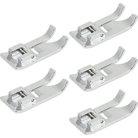 Lot de 5 pieds-de-biche multifonctions pour machine à coudre, en acier inoxydable, sans tournevis. (1/5)