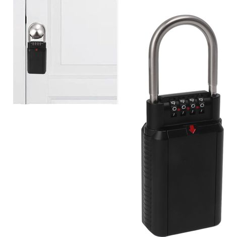 Schlüsseltresor/Aufbewahrungsbox aus Metall mit Haken, schwarz (1/5)
