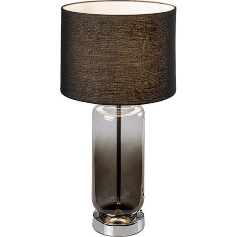 Lampe de table en verre fumé avec abat-jour gris Rabalux Rien E27 60W (1/5)