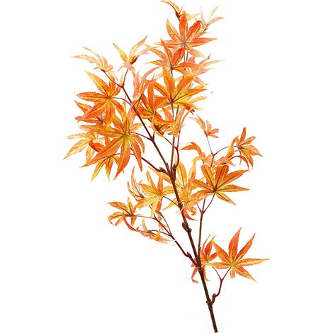 Tiges de feuilles d'érable artificielles de 83cm de long, ornement de branche d'érable artificiel réaliste pour la décoration de la maison (Orange) (1/5)