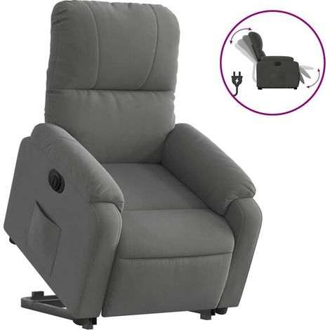 Fauteuil inclinable électrique gris foncé, en tissu microfibre. (1/5)