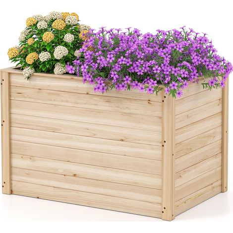 Fioriera da pavimento in abete massello, 100 x 64 x 65,5 cm, con base aperta per ortaggi, frutta, fiori e arbusti con radici profonde (1/5)