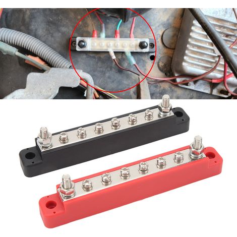 Paar schwarze und rote DC12V-48V 150A Sammelschienen für Freizeitfahrzeuge und Boote mit Hochstrom-M6-Klemmenblöcken, 8-Wege-Doppelbolzen-Verteilersammelschienen mit 16 Klemmenblöcken (CP-0841) (1/5)