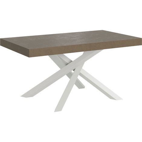 Tavolo Allungabile 160-264x90x77 cm Volantis Tortora Telaio Bianco (1/4)