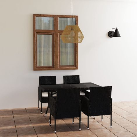 vidaXL Set Mobili da Pranzo per Giardino 5 pz in Polyrattan Nero (1/5)