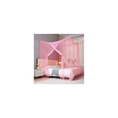 Moustiquaire pour lit de voyage, double et simple, rideau de lit, à mailles fines, pour la maison et le camping, rose, 200 x 180 x 160 cm