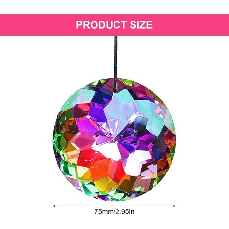 Carillon éolien en cristal JeiibrZui - 45 cm - Attrape-soleil à double spirale - Effet lumineux coloré pour jardin et balcon (1/5)