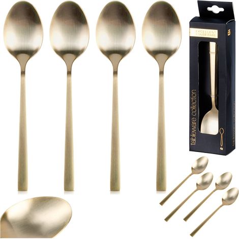 Cucharitas de té de acero dorado, 4 unidades. (1/5)