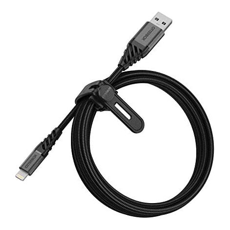 OtterBox USB A-Lightning 2M geflochtenes, verstärktes Kabel, Performance Plus Serie, Schwarz (1/5)