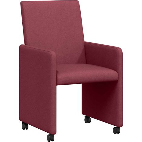 Sillas de Comedor con Ruedas 2 pcs Rojo vino tinto tela vidaXL